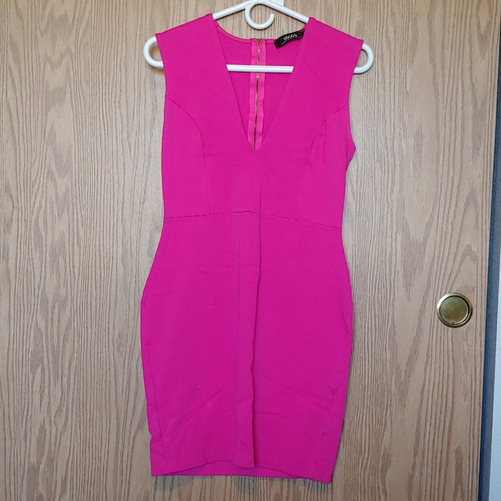 Lulu's fuchsia bodycon mini-dress